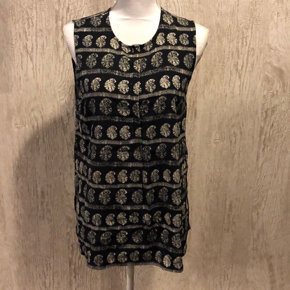 Madewell Black & White Paisley Tank Top